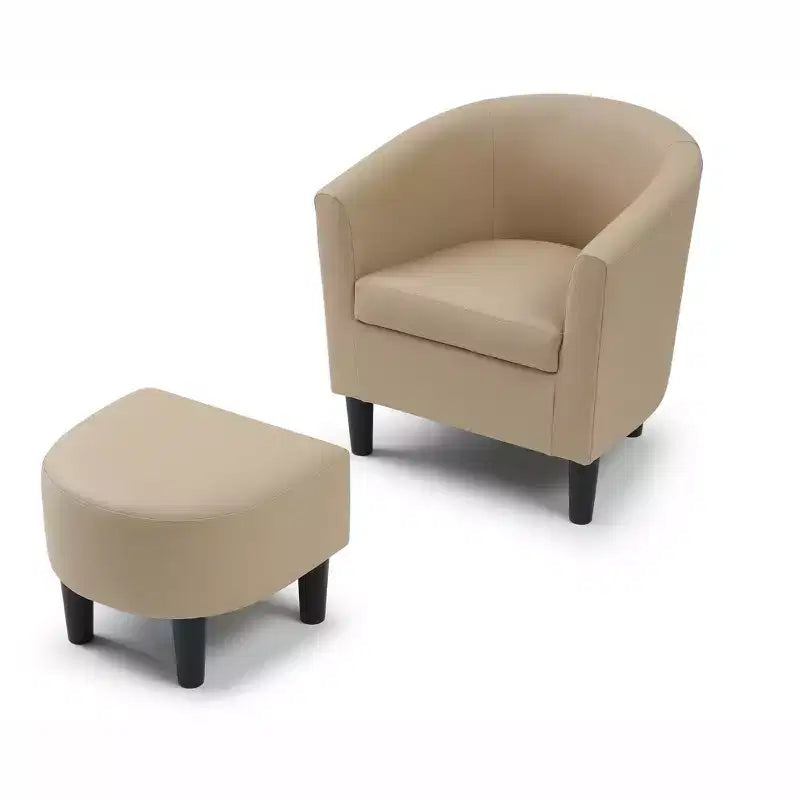 Fauteuil d'appoint en similicuir avec ottoman Passion Furniture Salem