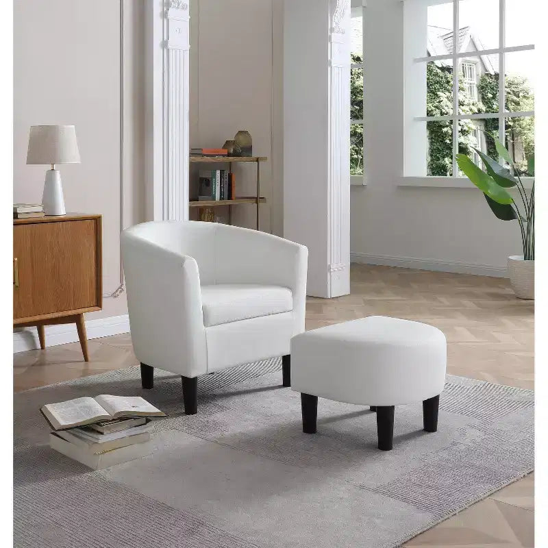 Fauteuil d'appoint en similicuir avec ottoman Passion Furniture Salem