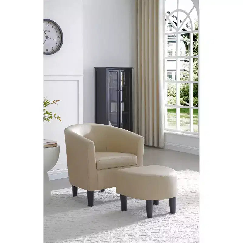 Fauteuil d'appoint en similicuir avec ottoman Passion Furniture Salem