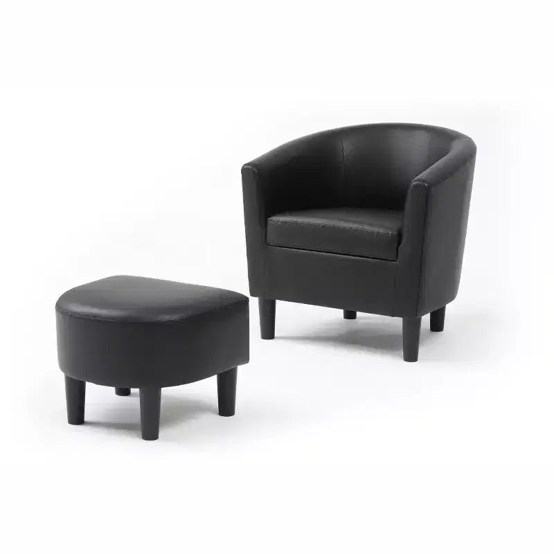 Fauteuil d'appoint en similicuir avec ottoman Passion Furniture Salem