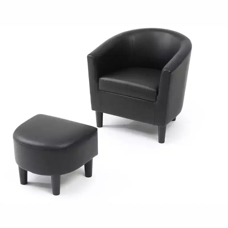 Fauteuil d'appoint en similicuir avec ottoman Passion Furniture Salem