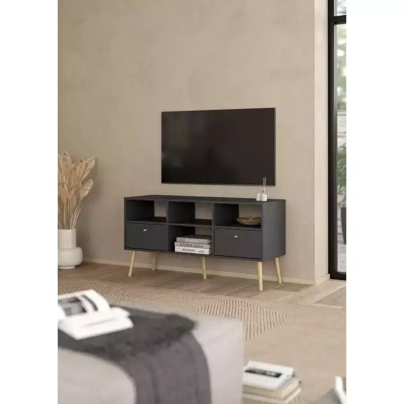 Tvilum, Meuble TV Bodo avec 2 tiroirs et 4 étagères