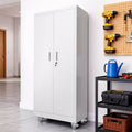 70.8 White Tool Storage Cabinet With Wheels