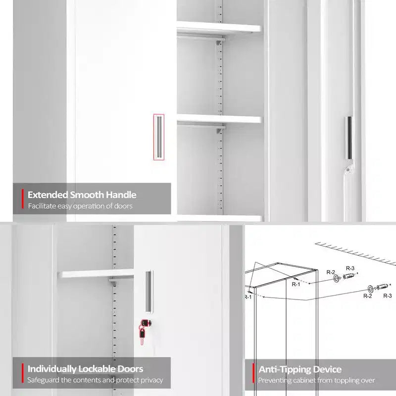 Armoire de rangement à outils blanche avec roues de 70,8 po