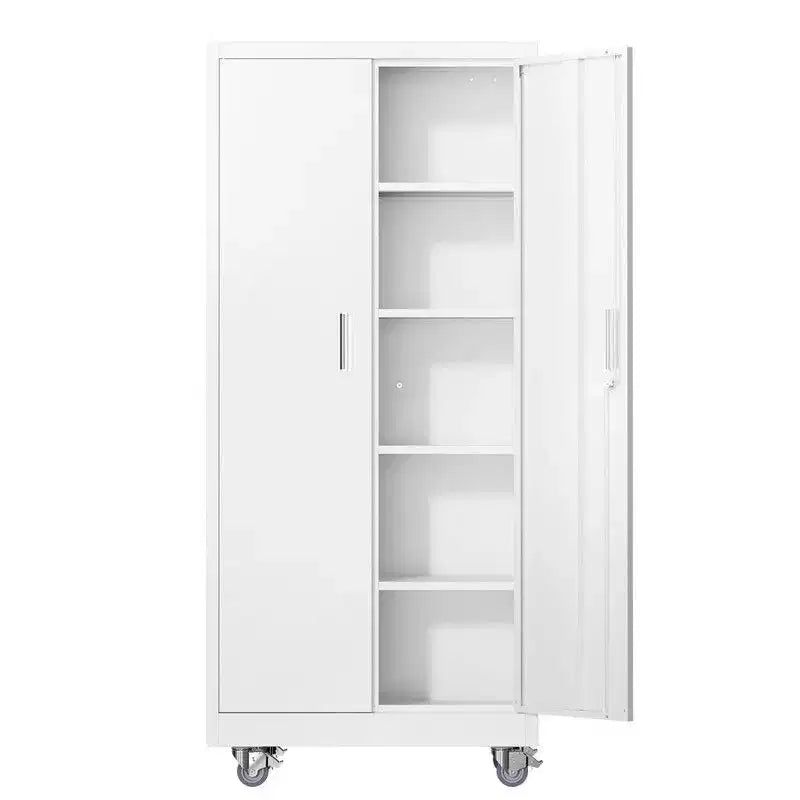 Armoire de rangement à outils blanche avec roues de 70,8 po