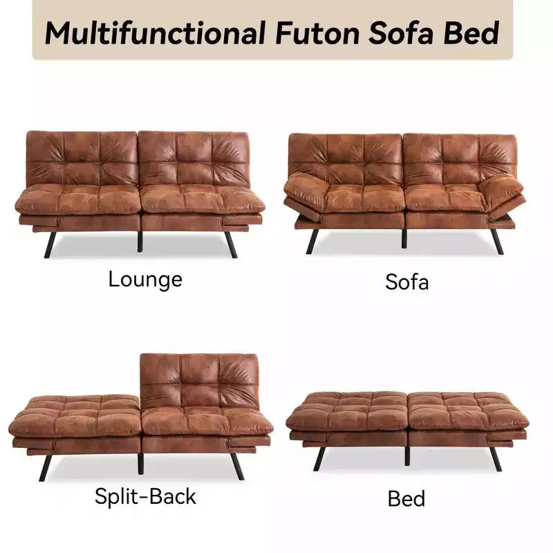 Dyonery 71 Canapé Futon Convertible, Canapé-Lit en Mousse à Mémoire de Forme, Dossier et Accoudoirs Réglables, Canapé Moderne pour Bureau à Domicile