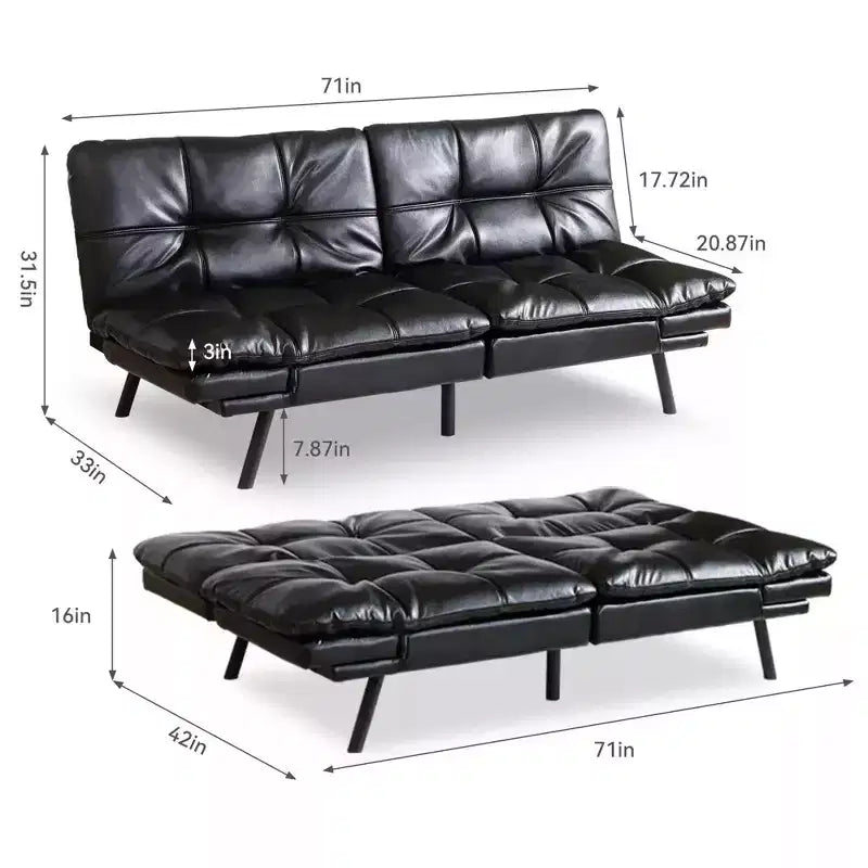Dyonery 71 Canapé Futon Convertible, Canapé-Lit en Mousse à Mémoire de Forme, Dossier et Accoudoirs Réglables, Canapé Moderne pour Bureau à Domicile