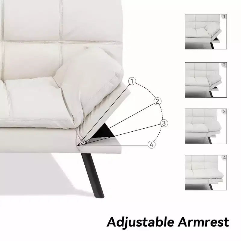 Dyonery 71 Canapé Futon Convertible, Canapé-Lit en Mousse à Mémoire de Forme, Dossier et Accoudoirs Réglables, Canapé Moderne pour Bureau à Domicile