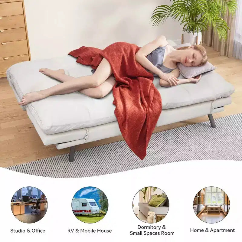 Dyonery 71 Canapé Futon Convertible, Canapé-Lit en Mousse à Mémoire de Forme, Dossier et Accoudoirs Réglables, Canapé Moderne pour Bureau à Domicile