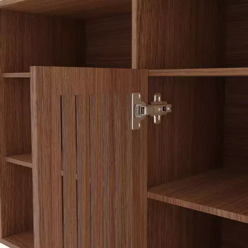Meuble TV de style ferme pour téléviseurs de 70 pouces, meuble de divertissement rustique marron avec 5 compartiments de rangement ouverts, console média murale avec étagères ouvertes