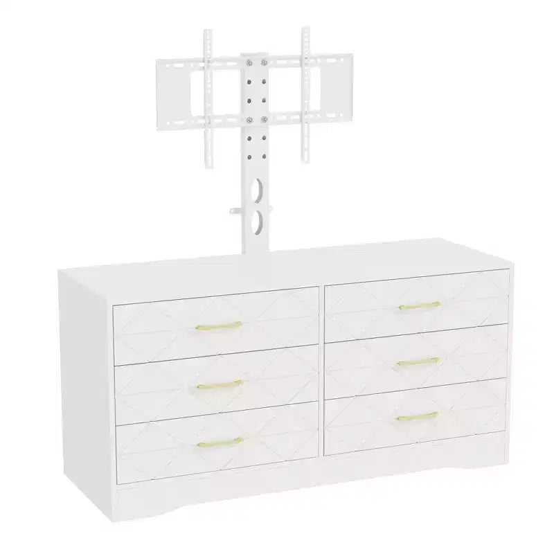 Meuble TV moderne avec support réglable pour téléviseurs de 32 à 80 pouces, commode de rangement à 6 tiroirs, meuble console média, mobilier de chambre et de salon