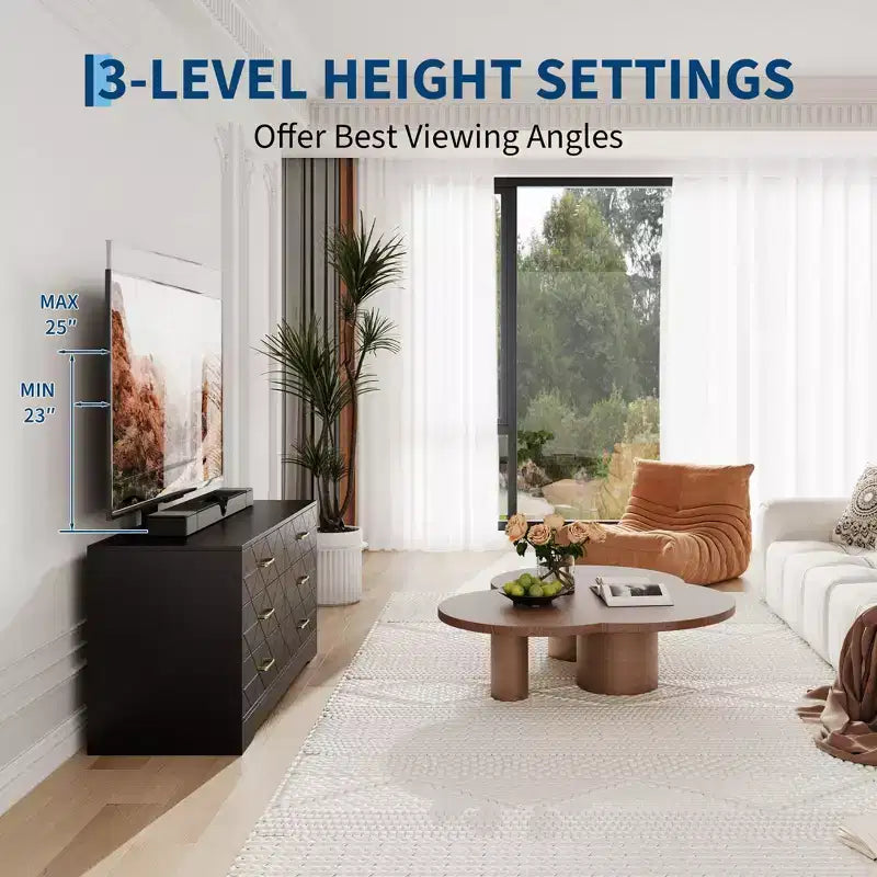Meuble TV moderne avec support réglable pour téléviseurs de 32 à 80 pouces, commode de rangement à 6 tiroirs, meuble console média, mobilier de chambre et de salon