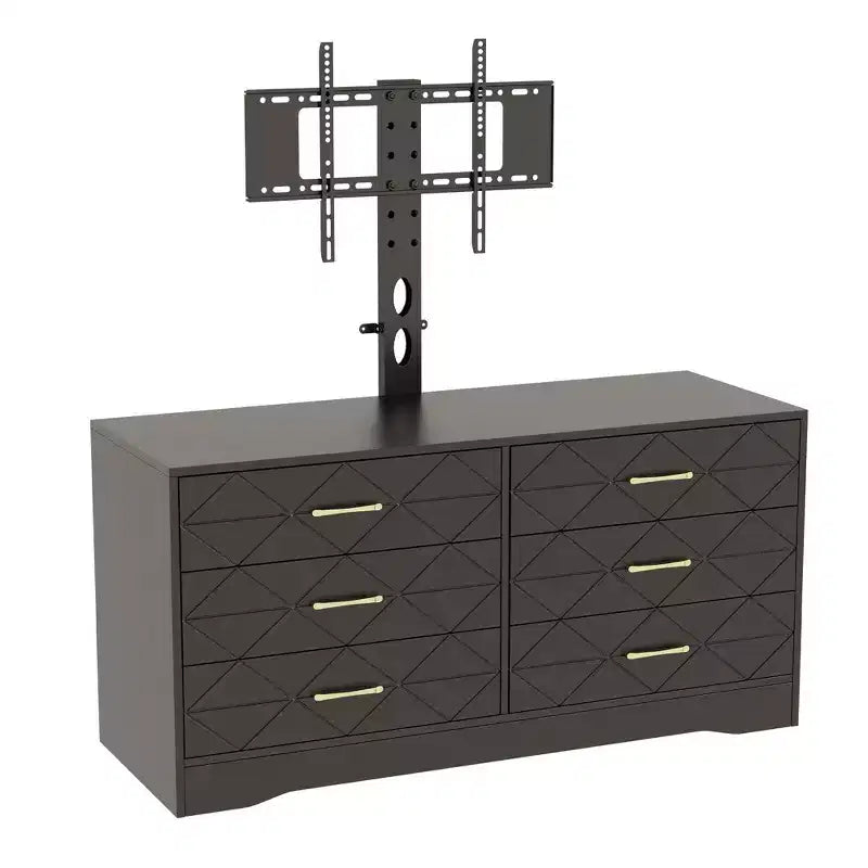Meuble TV moderne avec support réglable pour téléviseurs de 32 à 80 pouces, commode de rangement à 6 tiroirs, meuble console média, mobilier de chambre et de salon
