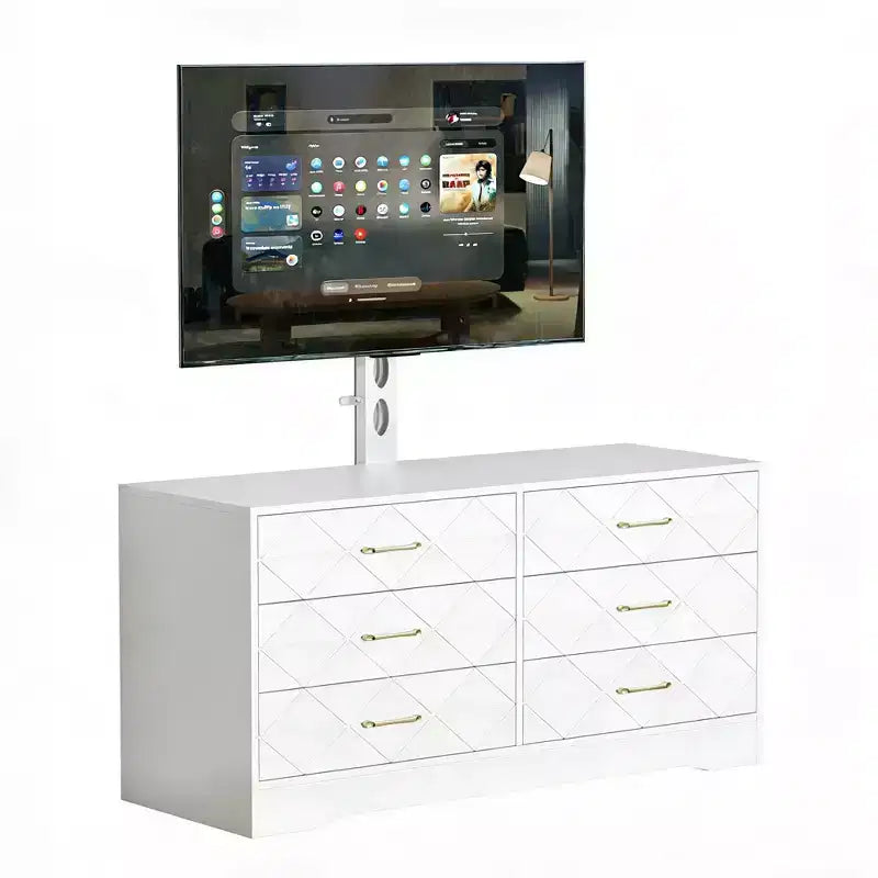 Meuble TV moderne avec support réglable pour téléviseurs de 32 à 80 pouces, commode de rangement à 6 tiroirs, meuble console média, mobilier de chambre et de salon