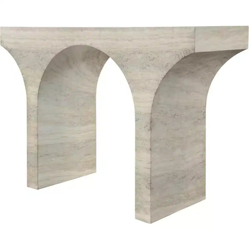 Meridian Furniture Table console Pomezia en travertin finition travertin