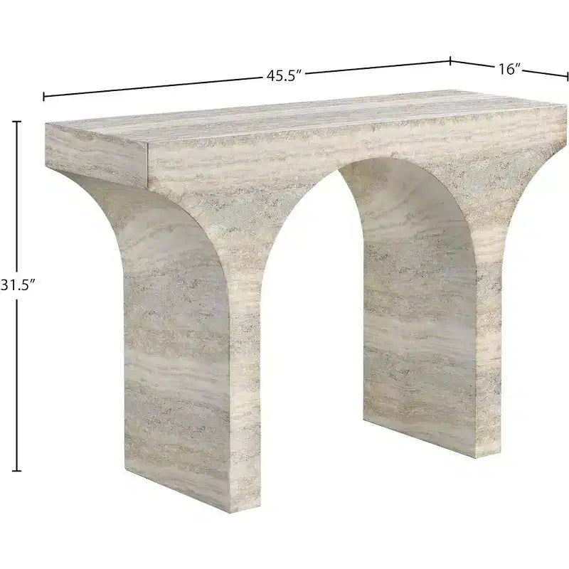 Meridian Furniture Table console Pomezia en travertin finition travertin