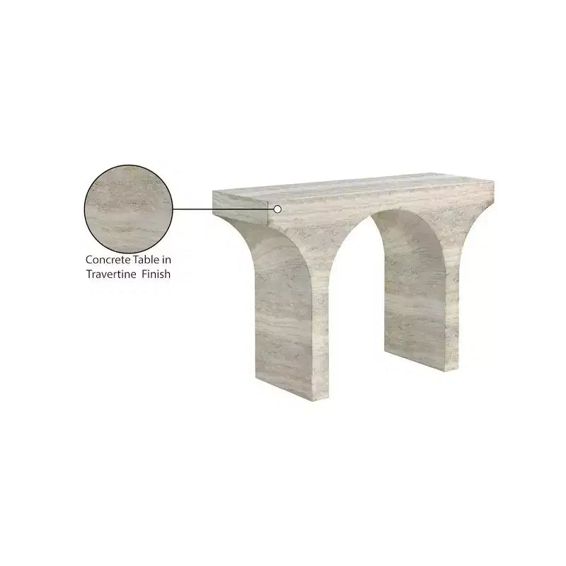 Meridian Furniture Table console Pomezia en travertin finition travertin