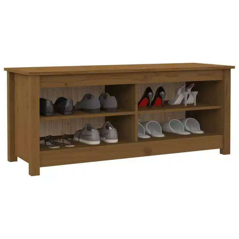 vidaXL Banc à chaussures Marron miel Bois de pin massif Banc à chaussures de taille moyenne