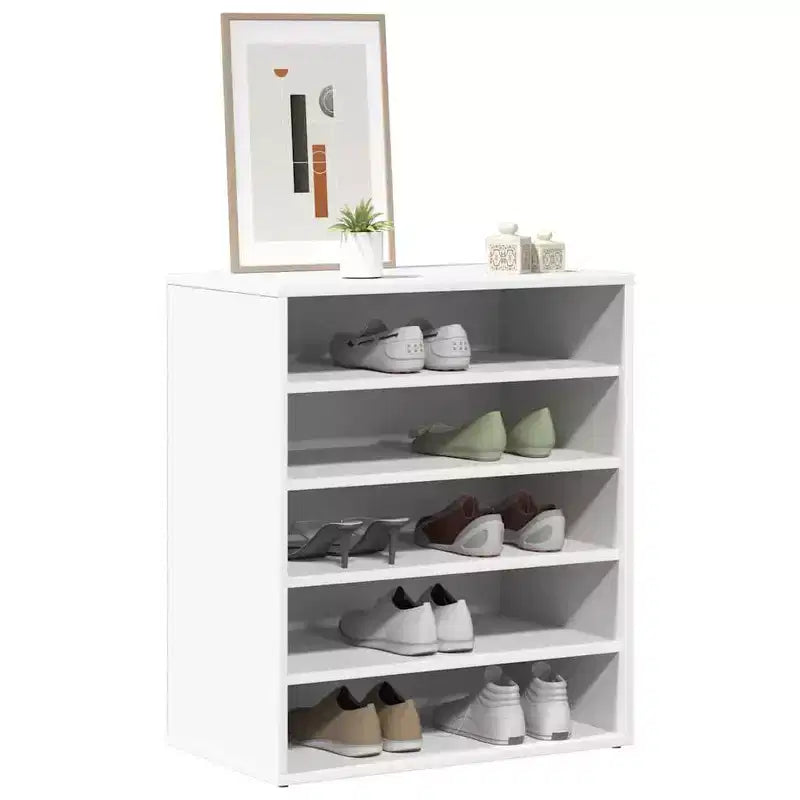 vidaXL Meuble à chaussures blanc Bois d'ingénierie Meuble à chaussures moyen