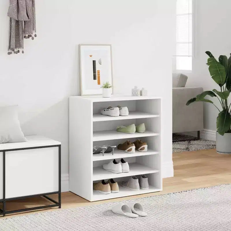 vidaXL Meuble à chaussures blanc Bois d'ingénierie Meuble à chaussures moyen