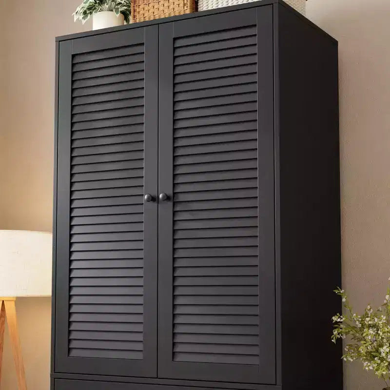 Armoire de garde-robe en bois de 70 pouces avec 2 portes et 3 tiroirs, meuble de rangement autonome avec tringle et étagère pour chambre à coucher