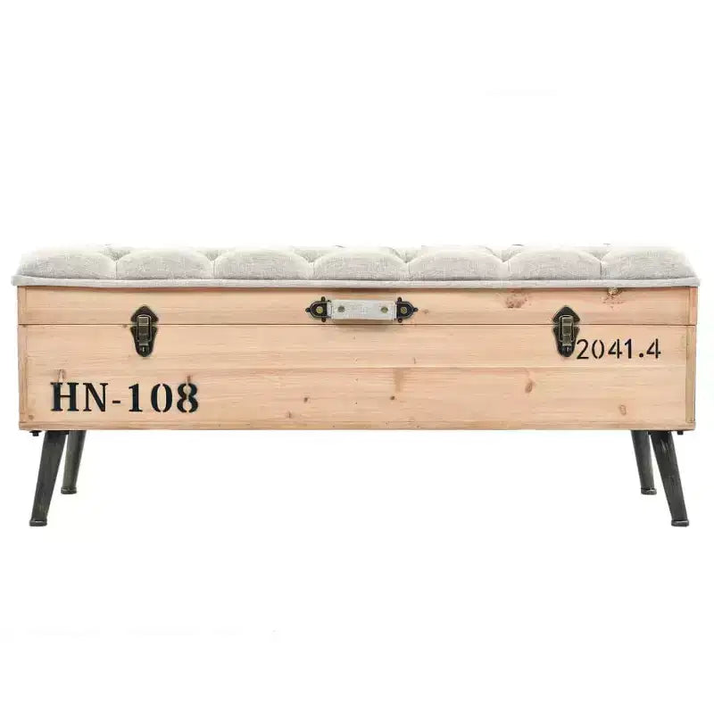 vidaXL Banc de rangement en bois naturel avec tissu gris