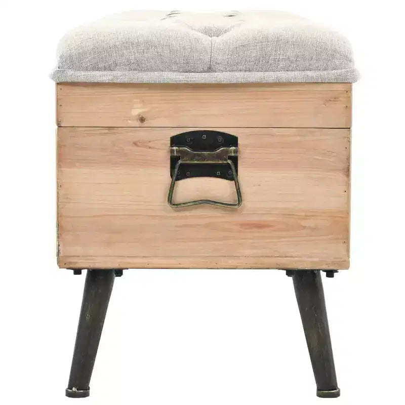 vidaXL Banc de rangement en bois naturel avec tissu gris