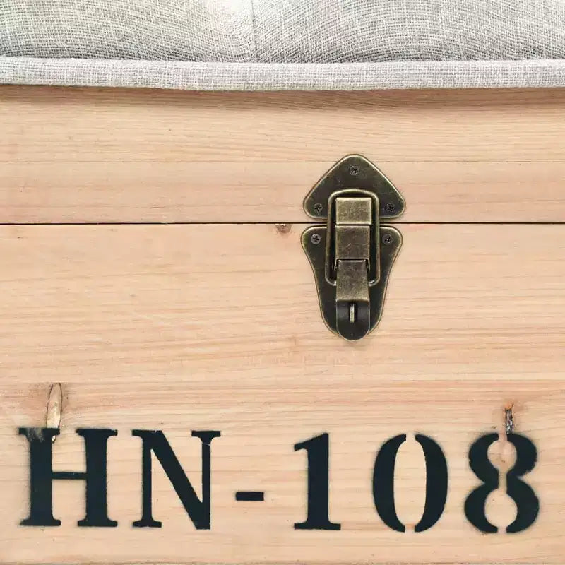 vidaXL Banc de rangement en bois naturel avec tissu gris