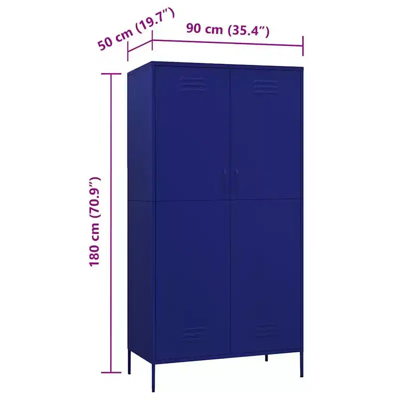 vidaXL Armoire Bleu marine 90x50x180 cm Acier