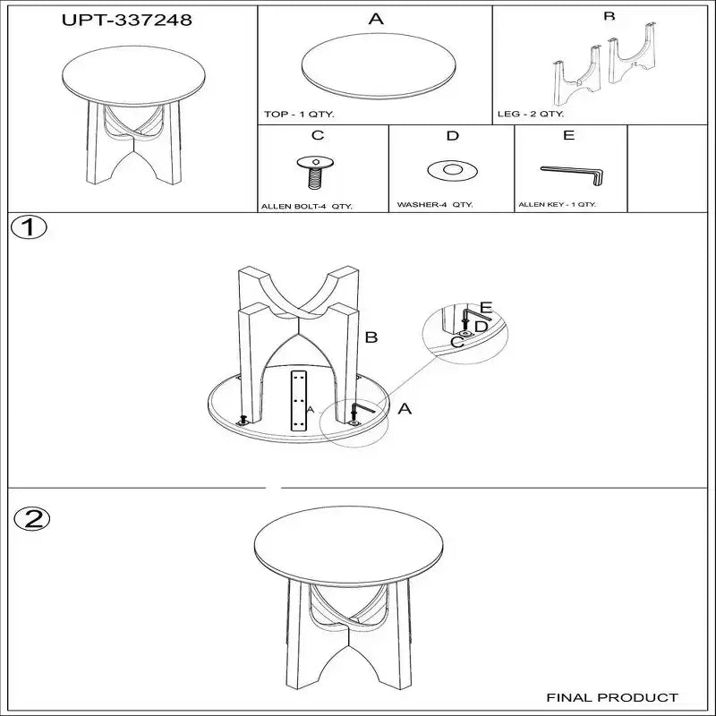 Table d'appoint ronde Sara, plateau en bois de manguier massif de 50 cm noir mat avec pieds incurvés
