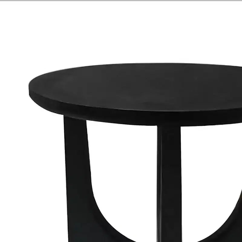 Table d'appoint ronde Sara, plateau en bois de manguier massif de 50 cm noir mat avec pieds incurvés
