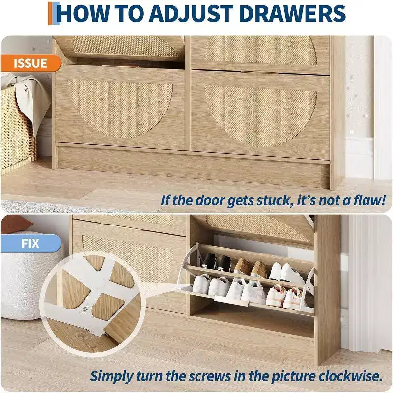 Meuble de rangement pour chaussures autoportant GustoWave à 4 tiroirs basculants pour entrée, couloir, salon