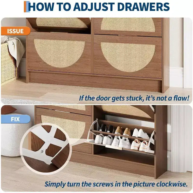 Meuble de rangement pour chaussures autoportant GustoWave à 4 tiroirs basculants pour entrée, couloir, salon