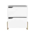 HomeRoots 20 White And Natural Wood Two Drawer Nightstand