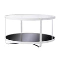 HomeRoots 32 White Glass And Metal Two Tier Round Coffee Table