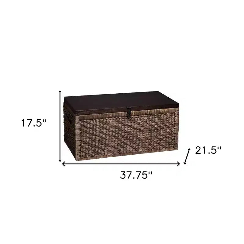 HomeRoots Table basse 38 en bois marron et osier avec fer