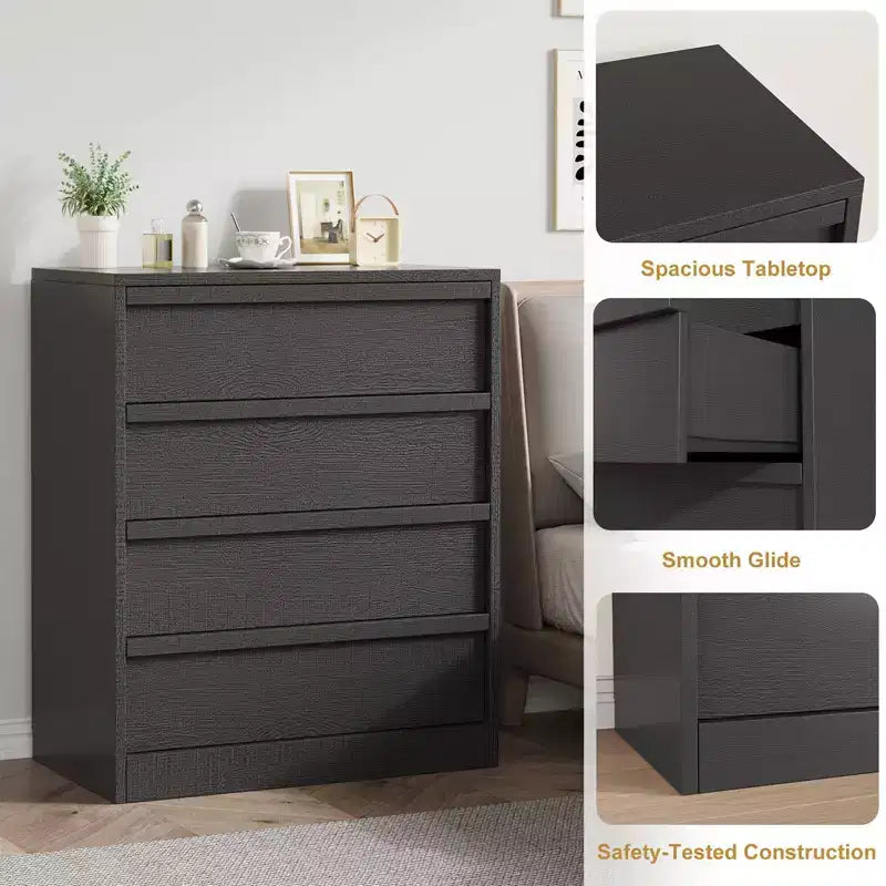 Commode 3/4 tiroirs pour chambre à coucher, table de chevet 3 tiroirs avec grand rangement, petite table d'appoint moderne pour entrée avec tiroirs de rangement