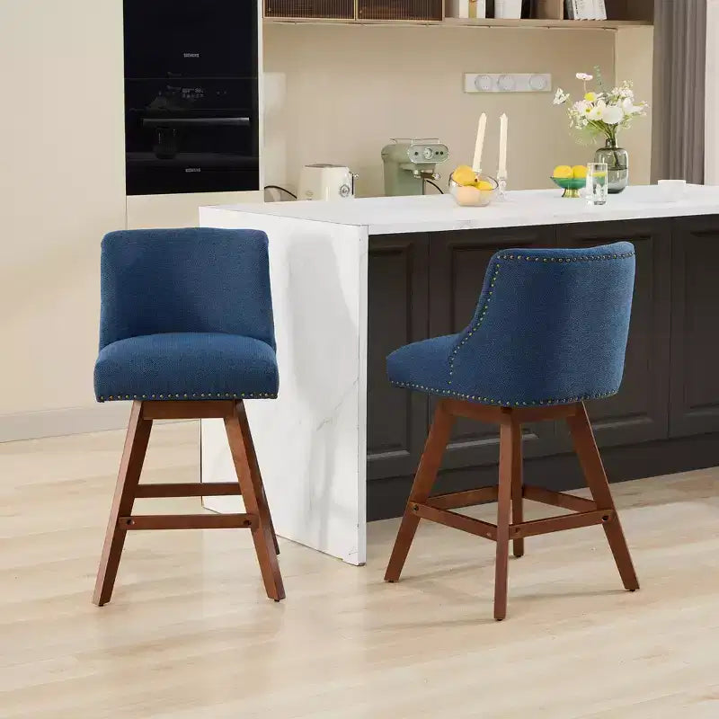 Tabourets de comptoir pivotants GDFStudio Spin en bois et tissu, 66 cm (Lot de 2)