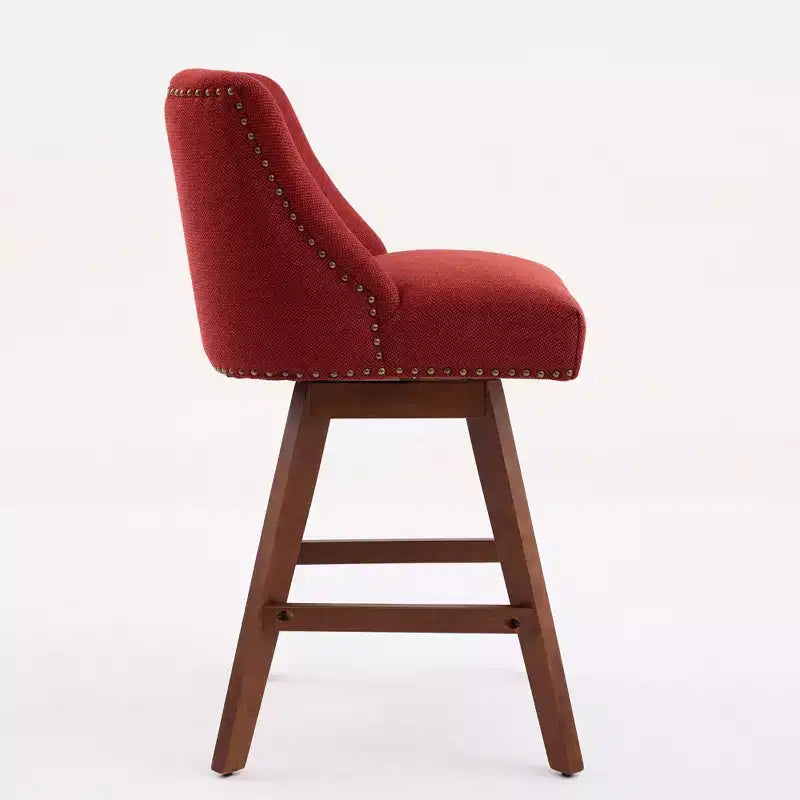 Tabourets de comptoir pivotants GDFStudio Spin en bois et tissu, 66 cm (Lot de 2)