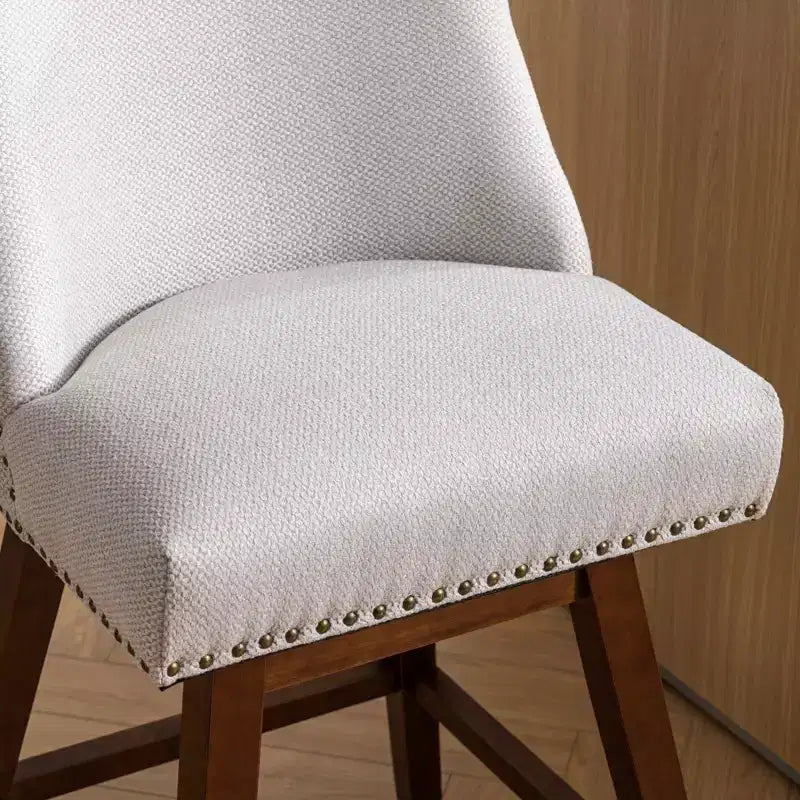 Tabourets de comptoir pivotants GDFStudio Spin en bois et tissu, 66 cm (Lot de 2)