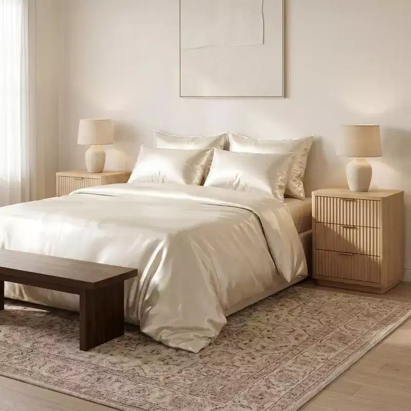 Ensemble de 2 tables de chevet modernes avec station de charge, tables de nuit en bois avec 3 tiroirs pour chambre à coucher