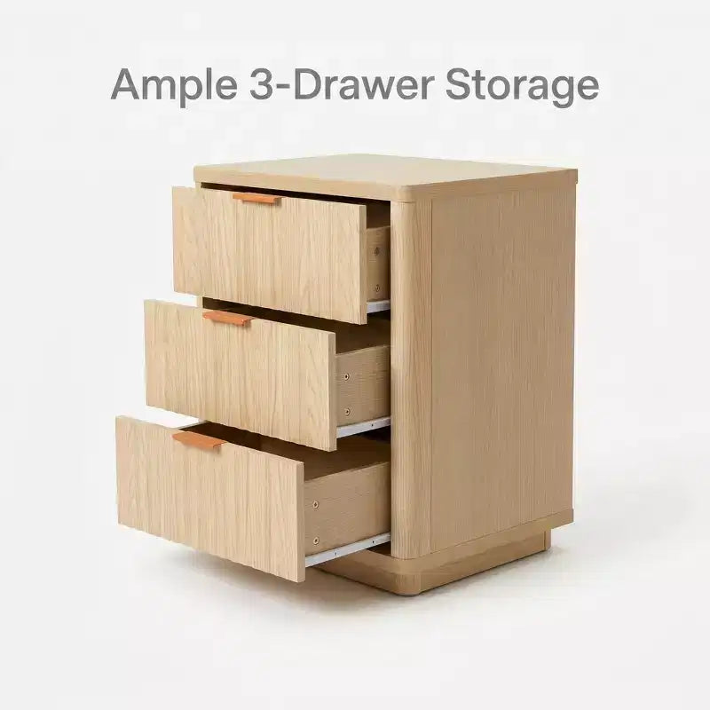 Ensemble de 2 tables de chevet modernes avec station de charge, tables de nuit en bois avec 3 tiroirs pour chambre à coucher