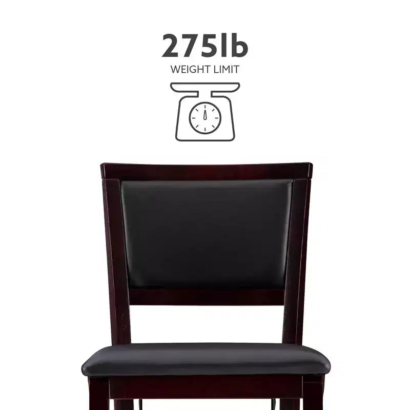 Tabouret de bar pliant 30" Keira en faux cuir rembourré Espresso Brown - Linon : Cadre en bois d'hévéa, mousse de polyuréthane