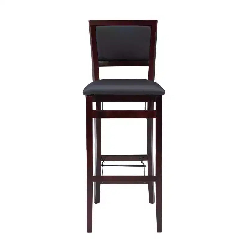Tabouret de bar pliant 30" Keira en faux cuir rembourré Espresso Brown - Linon : Cadre en bois d'hévéa, mousse de polyuréthane