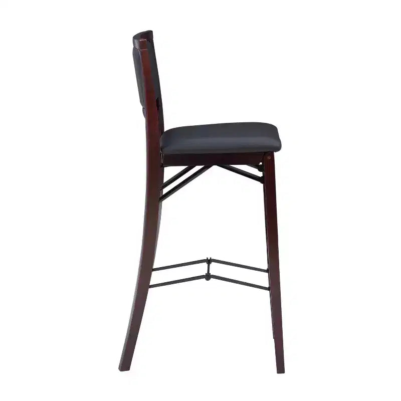 Tabouret de bar pliant 30" Keira en faux cuir rembourré Espresso Brown - Linon : Cadre en bois d'hévéa, mousse de polyuréthane