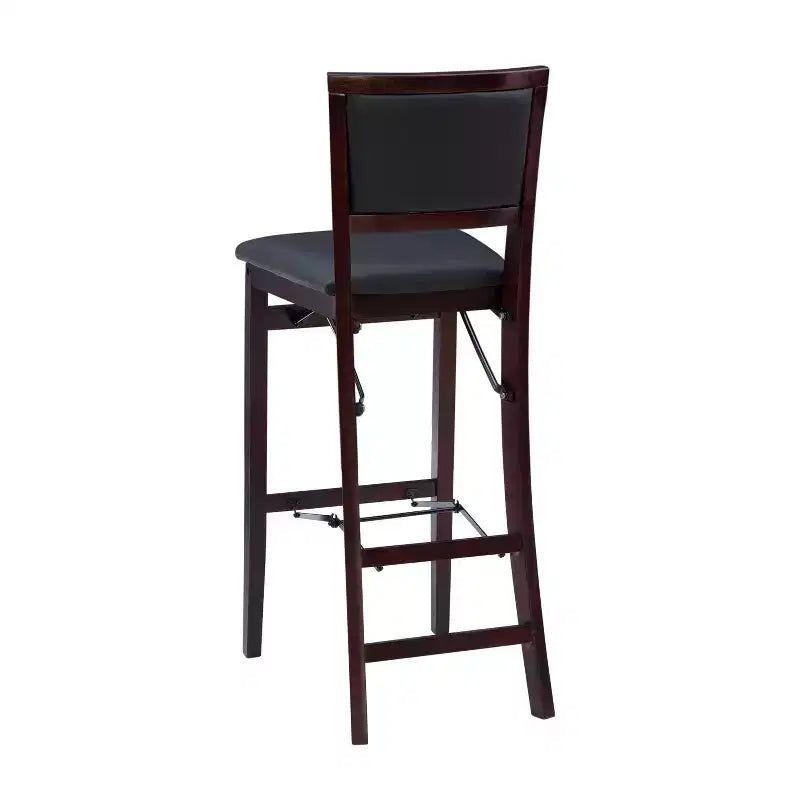 Tabouret de bar pliant 30" Keira en faux cuir rembourré Espresso Brown - Linon : Cadre en bois d'hévéa, mousse de polyuréthane