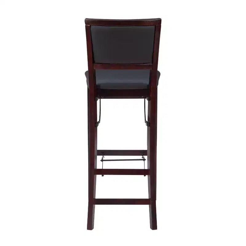 Tabouret de bar pliant 30" Keira en faux cuir rembourré Espresso Brown - Linon : Cadre en bois d'hévéa, mousse de polyuréthane