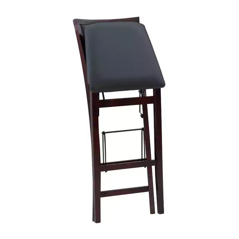 Tabouret de bar pliant 30" Keira en faux cuir rembourré Espresso Brown - Linon : Cadre en bois d'hévéa, mousse de polyuréthane