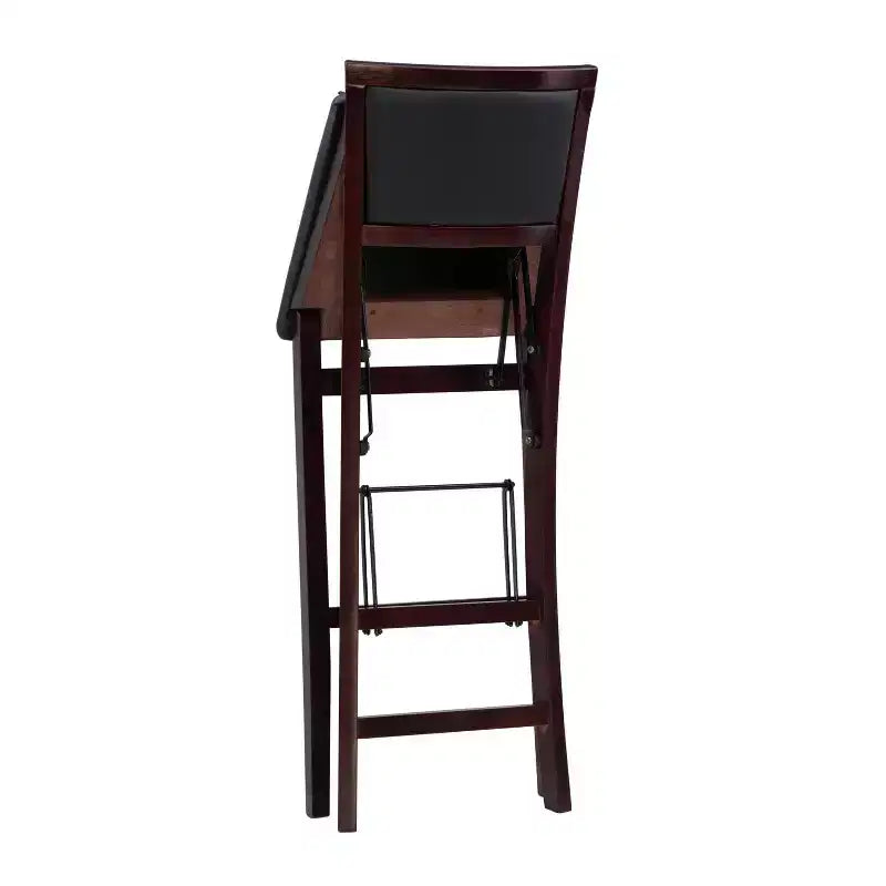 Tabouret de bar pliant 30" Keira en faux cuir rembourré Espresso Brown - Linon : Cadre en bois d'hévéa, mousse de polyuréthane