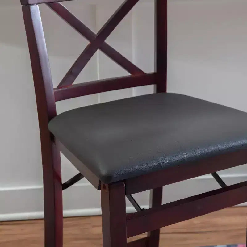 Tabouret de bar pliant en similicuir Triena X Back Espresso - Linon : siège rembourré, hauteur 61 cm
